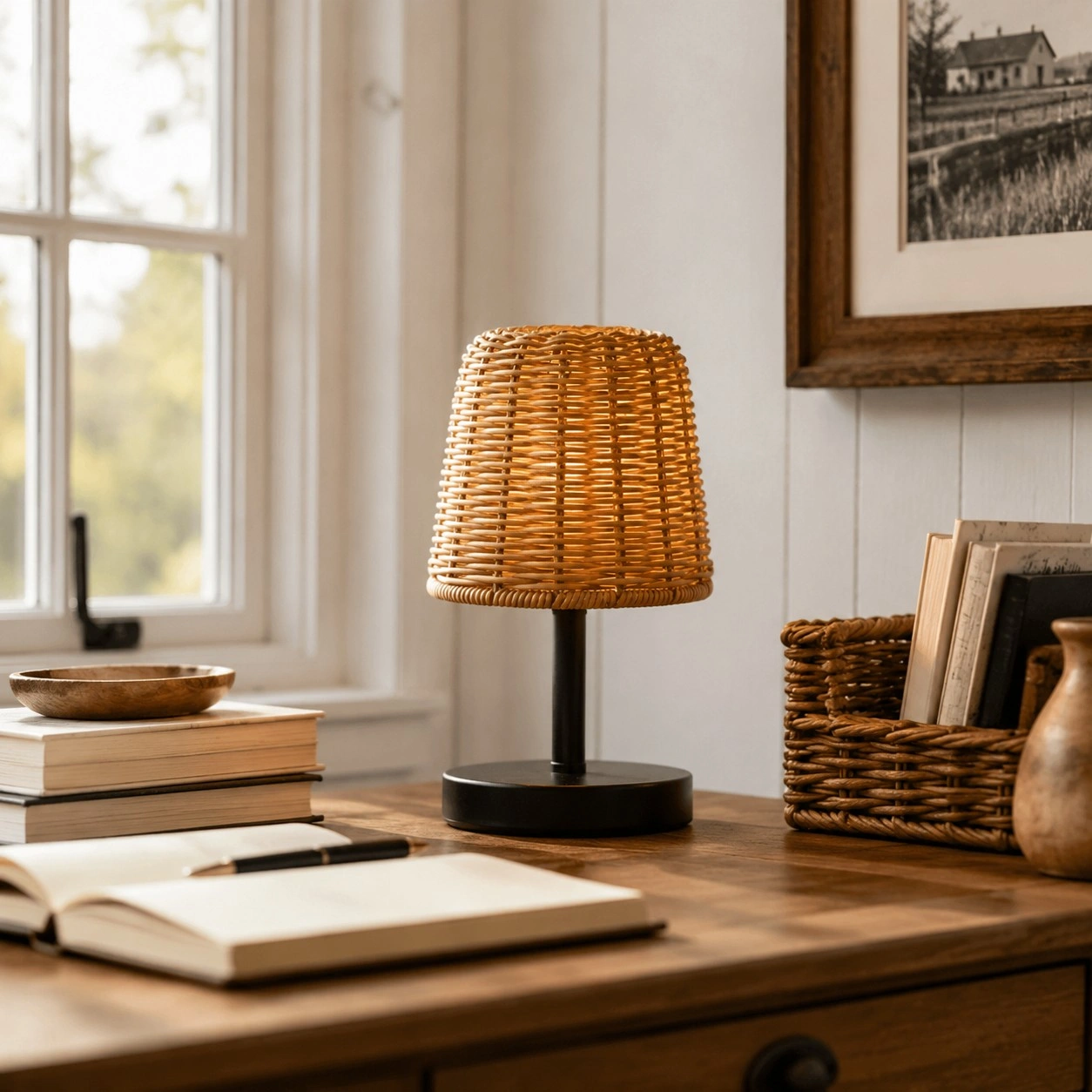 Raegan table lamp displayed with room decor