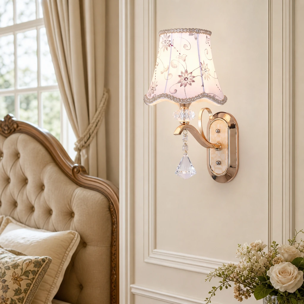 Traditional floral wall sconce scene 1 Light / C / 110V-120V For US/CA