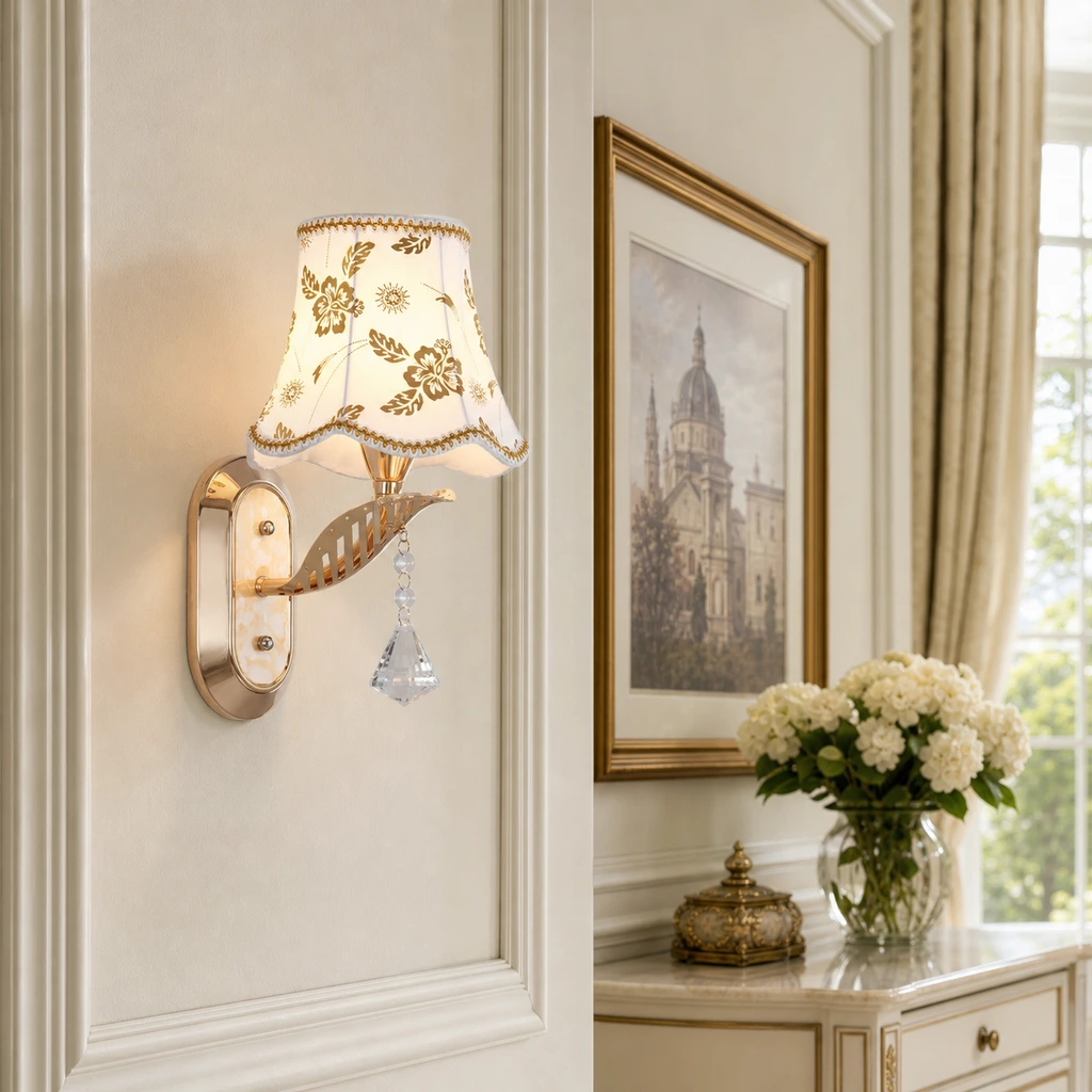 Traditional floral wall sconce scene 1 Light / A / 110V-120V For US/CA
