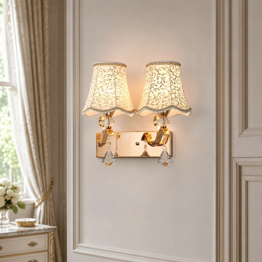 Two light floral wall sconce scene