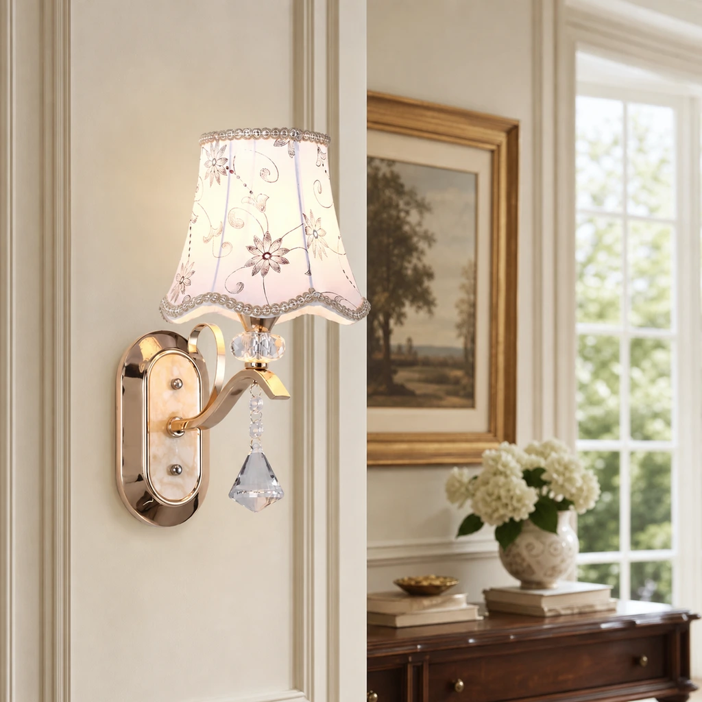 Traditional floral wall sconce scene 1 Light / C / 110V-120V For US/CA