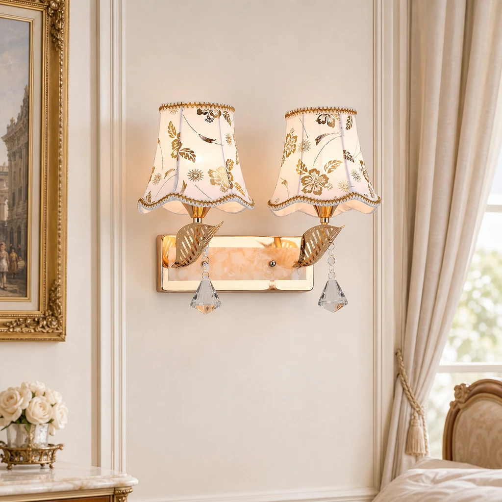Traditional floral wall sconce scene 2 Lights / A / 110V-120V For US/CA
