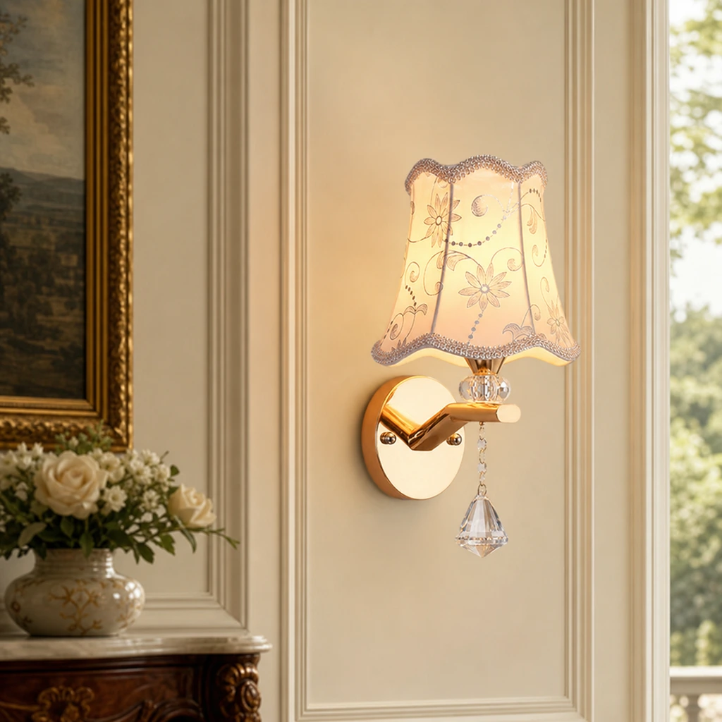 Traditional floral wall sconce scene 1 Light / B / 110V-120V For US/CA