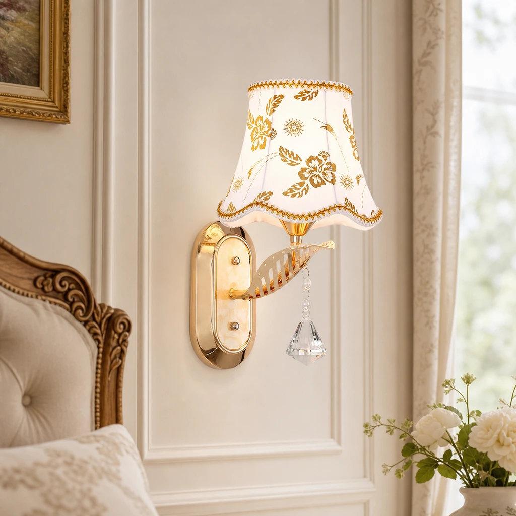 Traditional floral wall sconce scene 1 Light / A / 220V-240V For UK/AU
