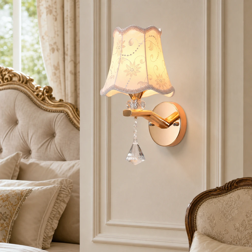 Traditional floral wall sconce scene 1 Light / B / 110V-120V For US/CA