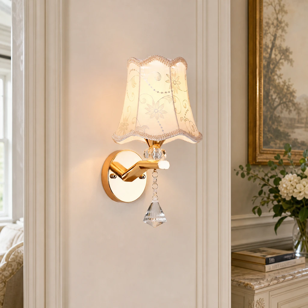 Traditional floral wall sconce scene 1 Light / B / 220V-240V For UK/AU
