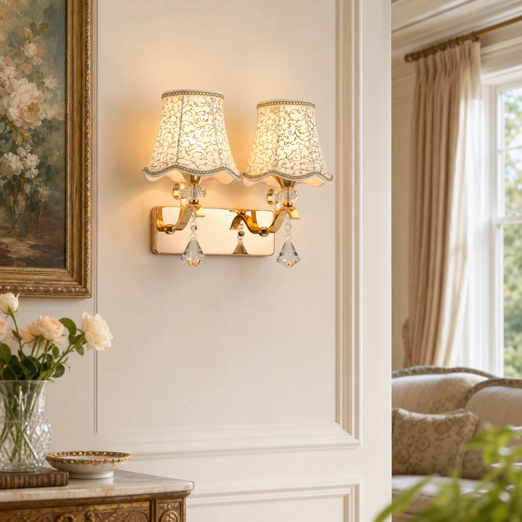 Traditional floral wall sconce scene 2 Lights / D / 110V-120V For US/CA