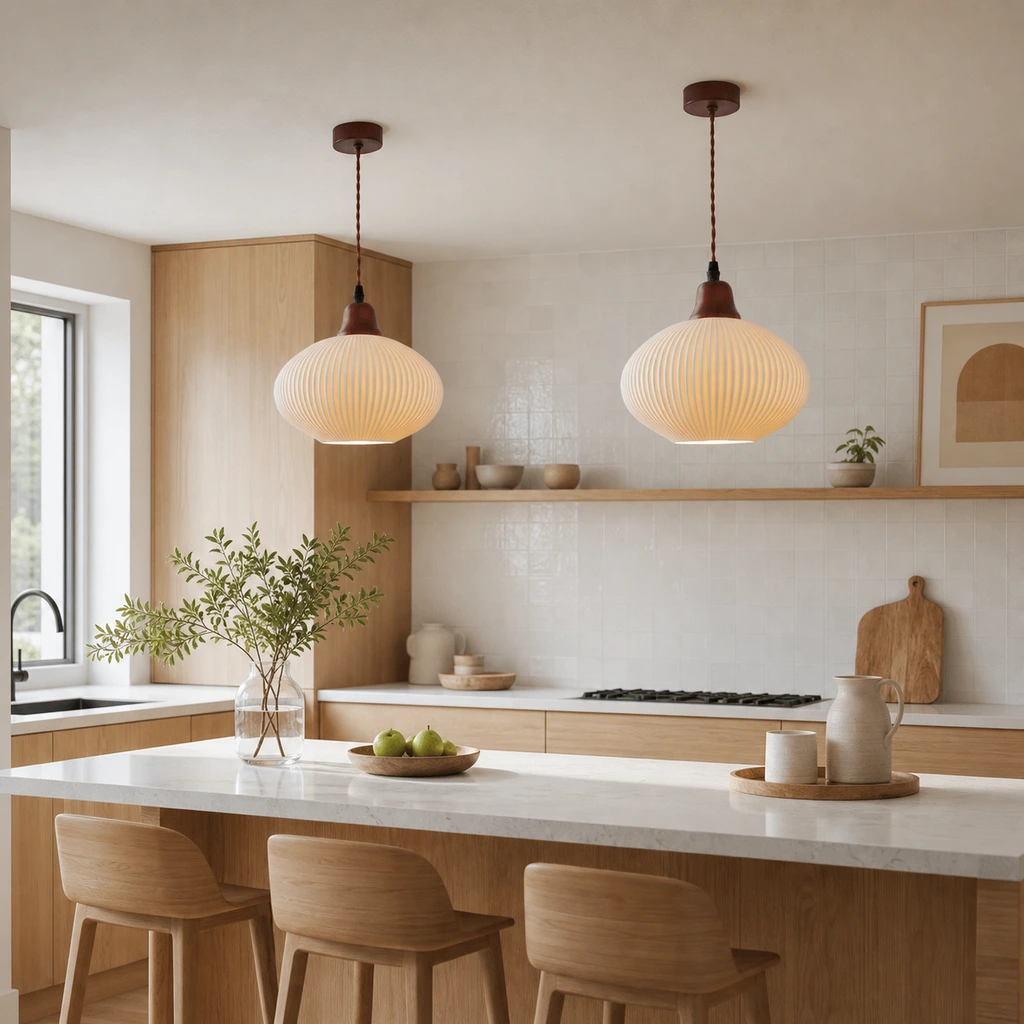 Paire de suspensions Design B au-dessus de l'îlot de cuisine