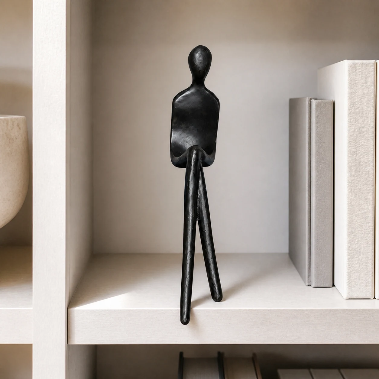 Geometric iron figure displayed in a bright interior