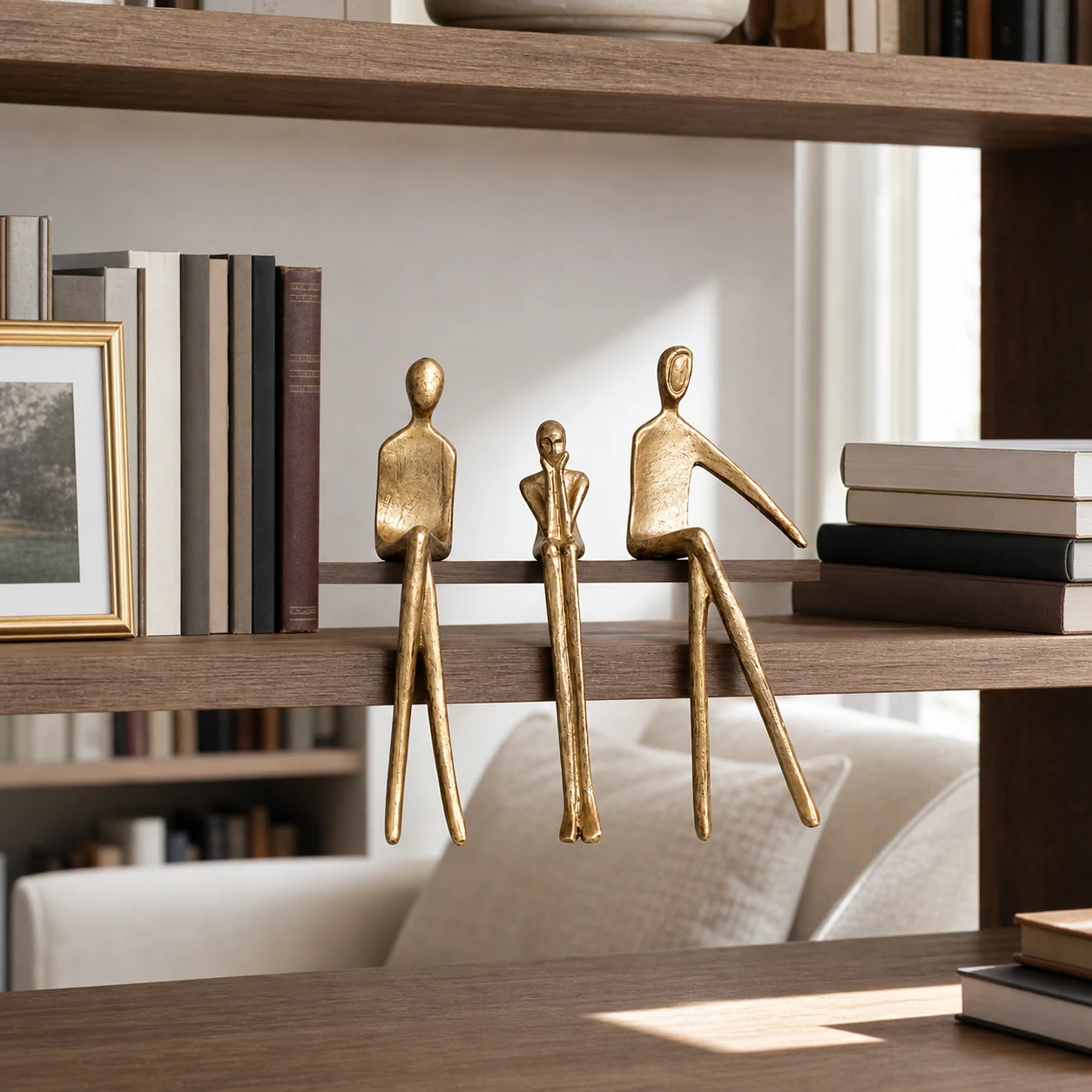 Geometric iron figure displayed in a bright interior
