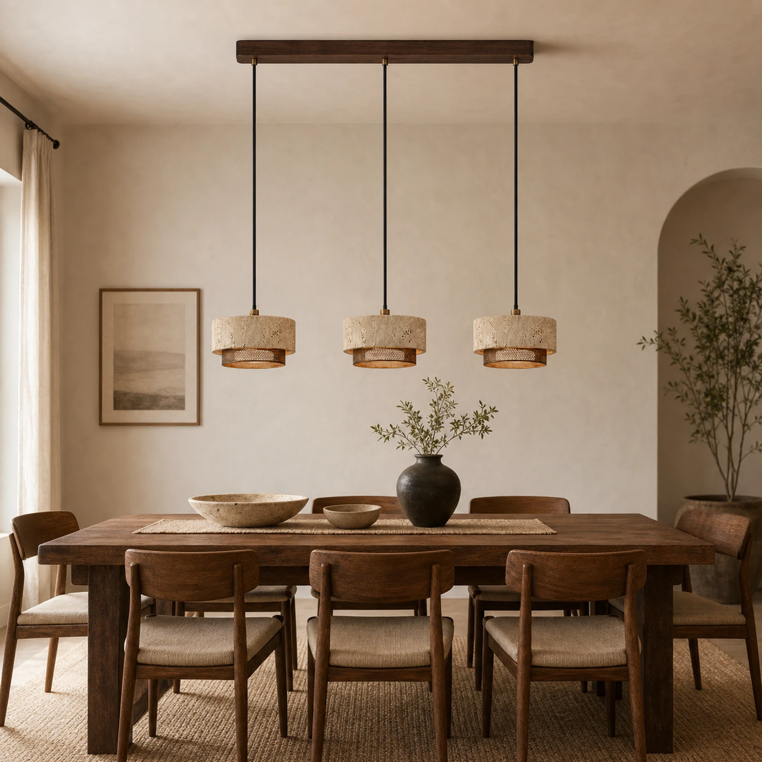 Elowen travertine pendant in a warm interior