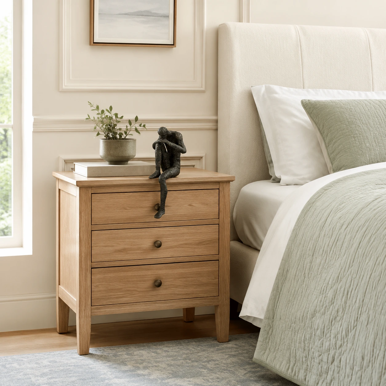 Bright bedside lifestyle view