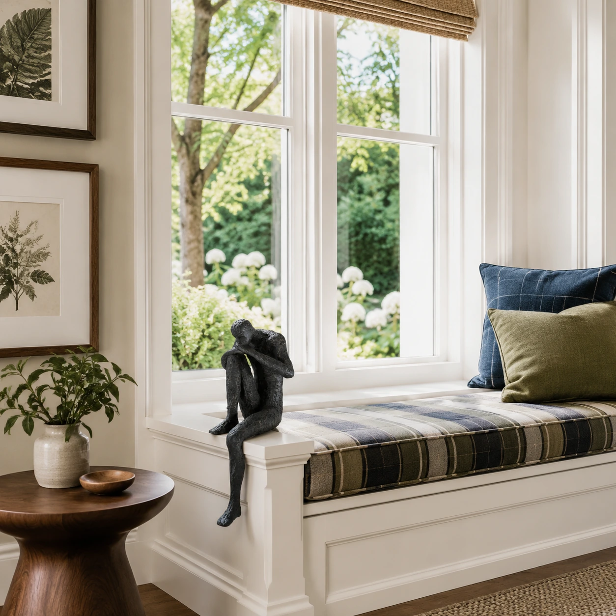 Sculpture displayed on a bright window seat ledge