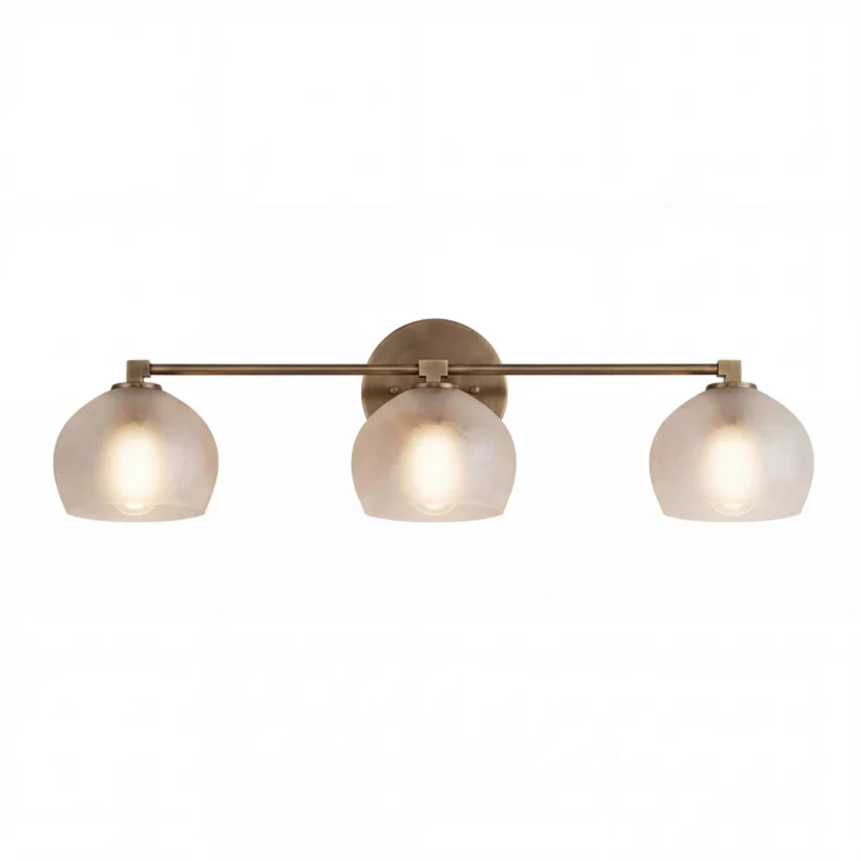 Brass Frosted White 3-Head Adrian wall light