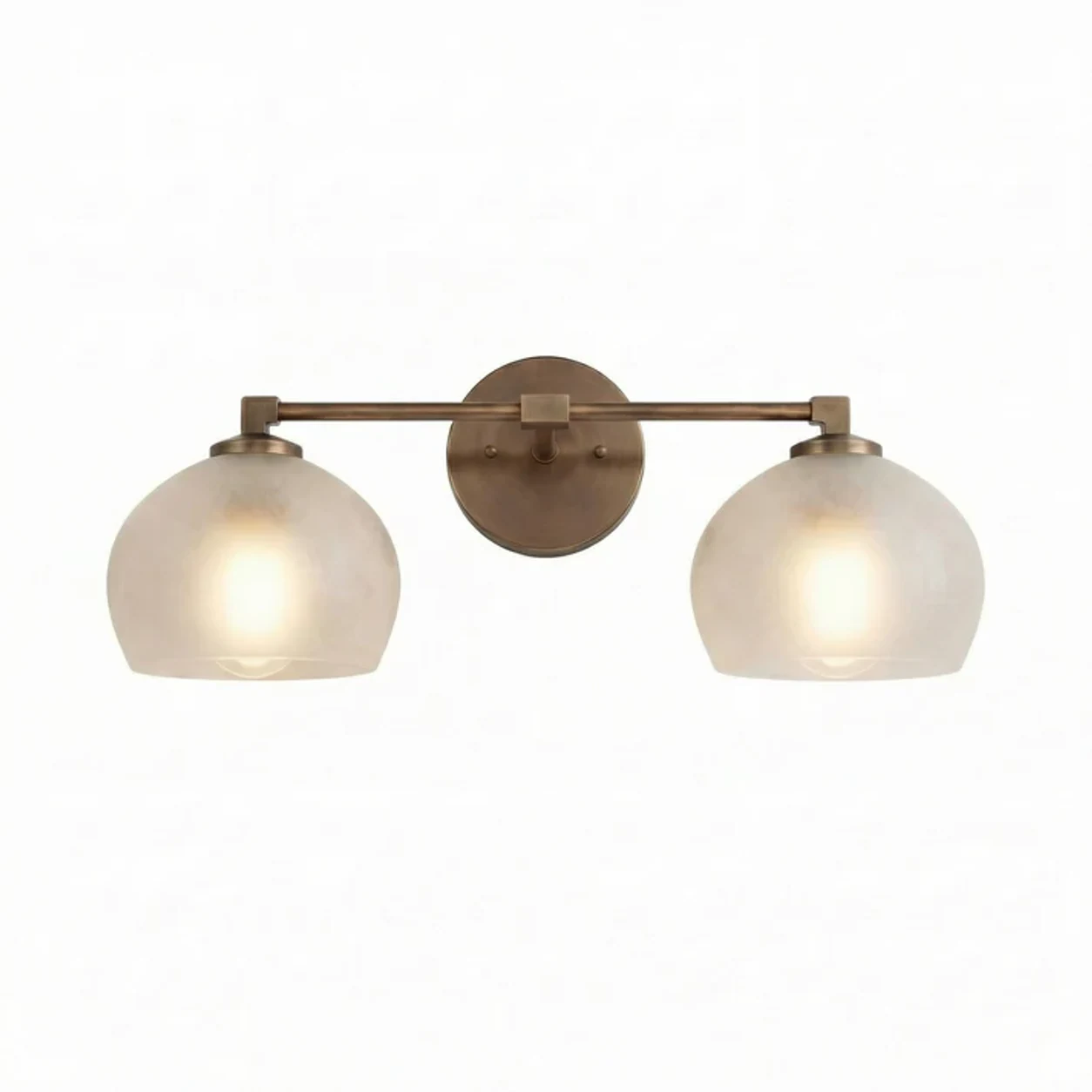Brass Frosted White 2-Head Adrian wall light
