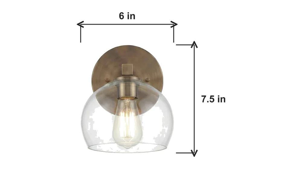 One-head fixture dimensions 6 inches by 7.5 inches