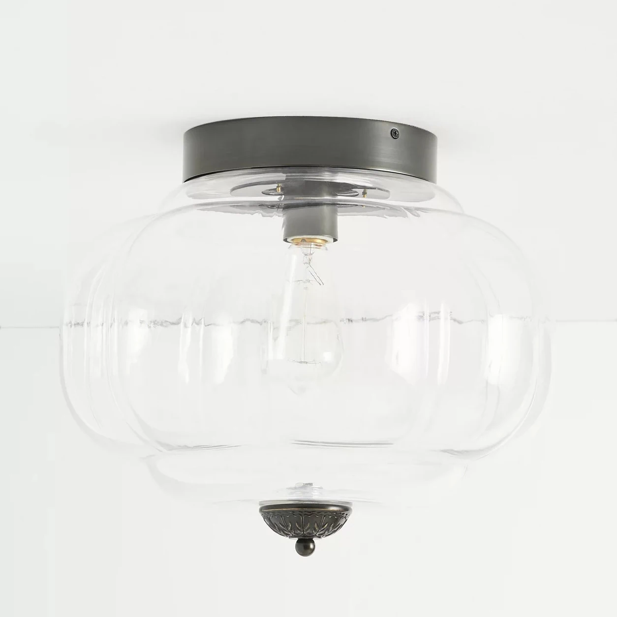 Clear glass and black metal Breckett ceiling light