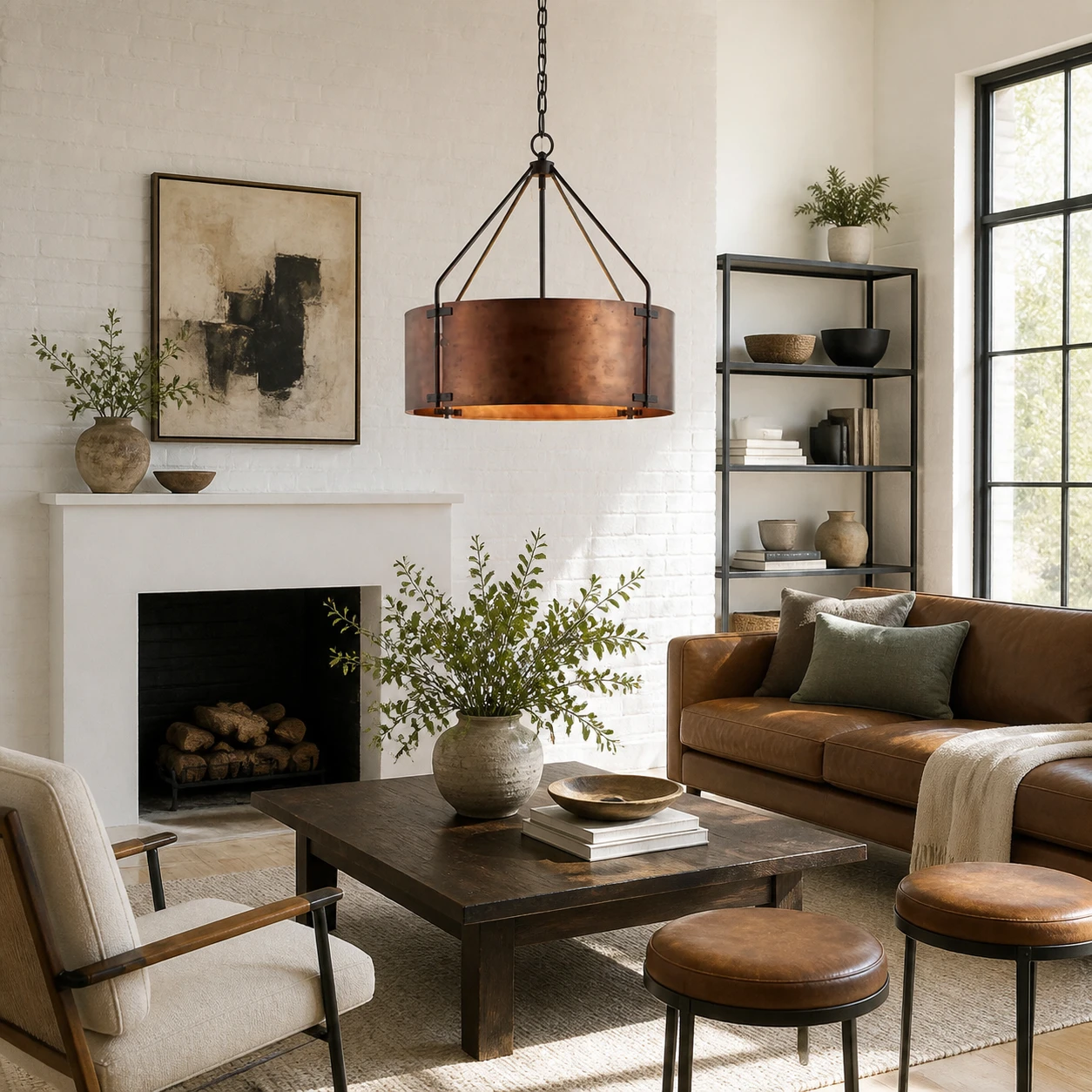 Pendant in a light industrial living room