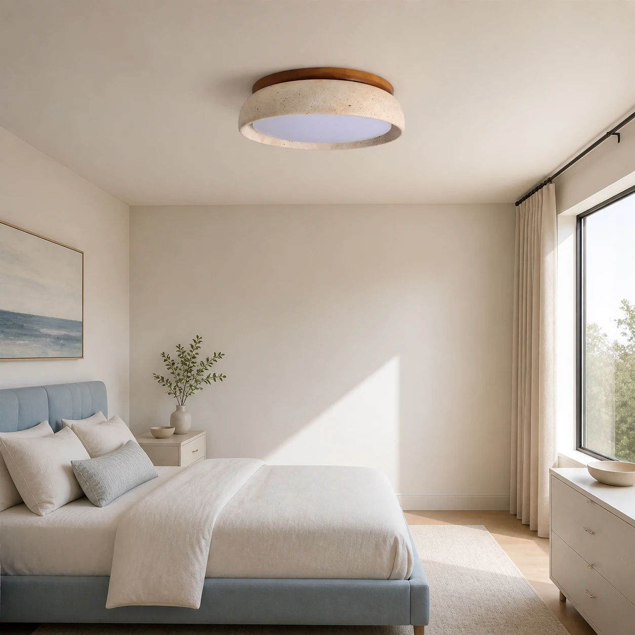 Brizo ceiling light in a bright bedroom