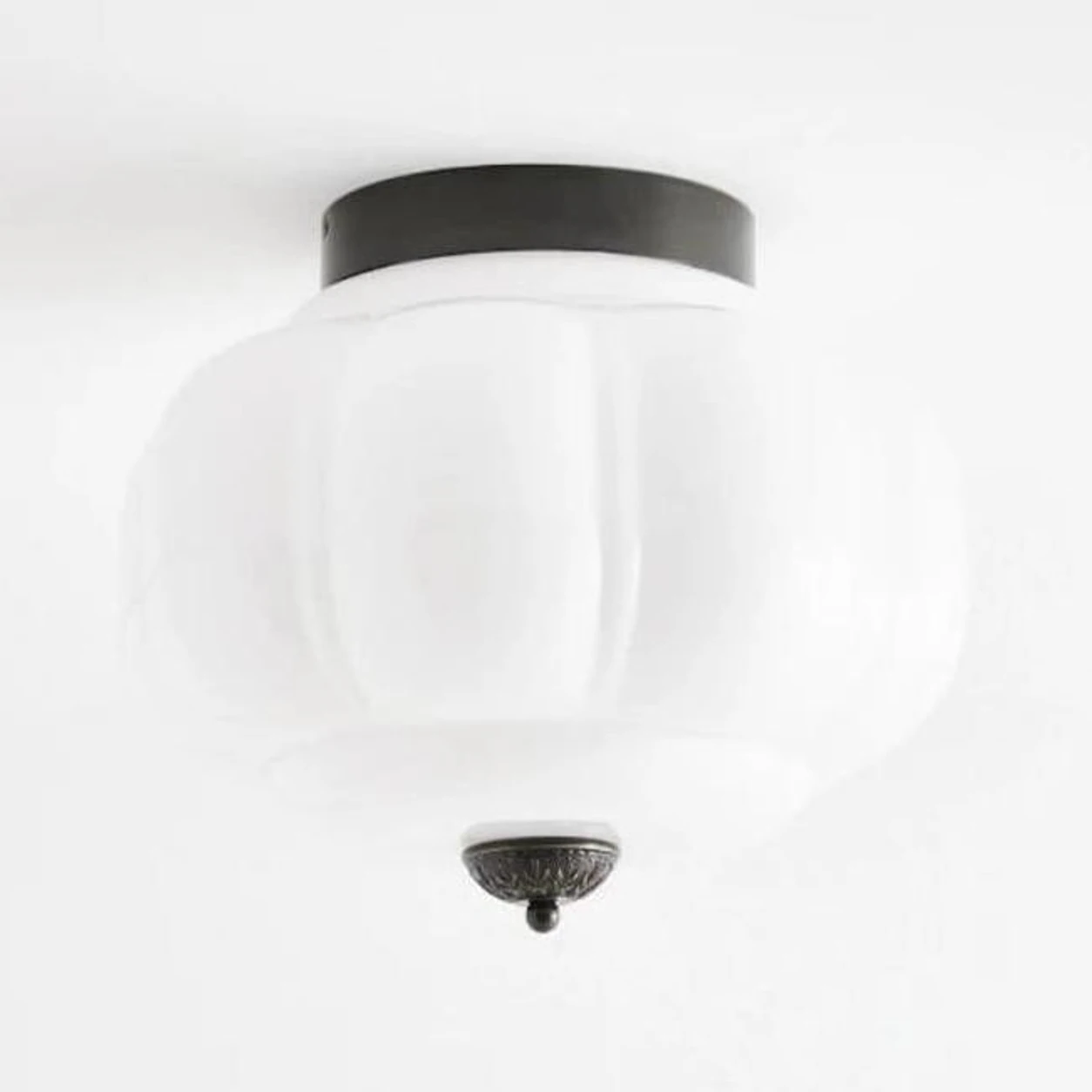 White glass and black metal Breckett ceiling light