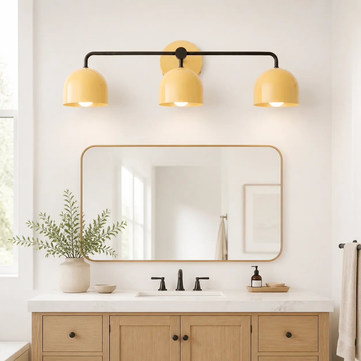 Norell Nordic Modern Minimalist 3-heads Metal Brass LED Dome Wall Light