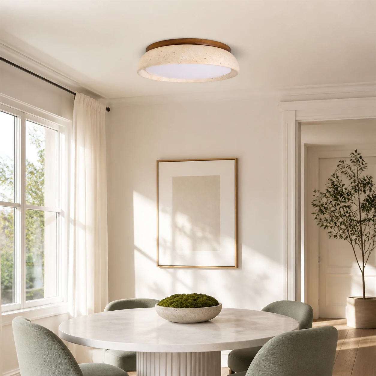 Brizo ceiling light in a bright dining nook