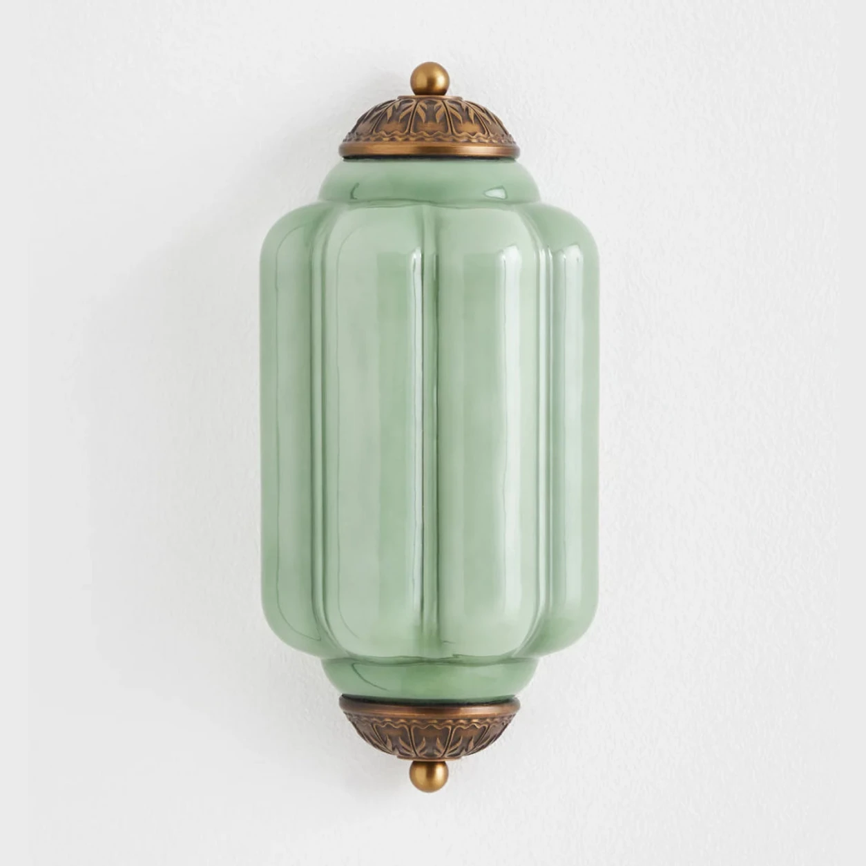 Calynis green glass brass wall light