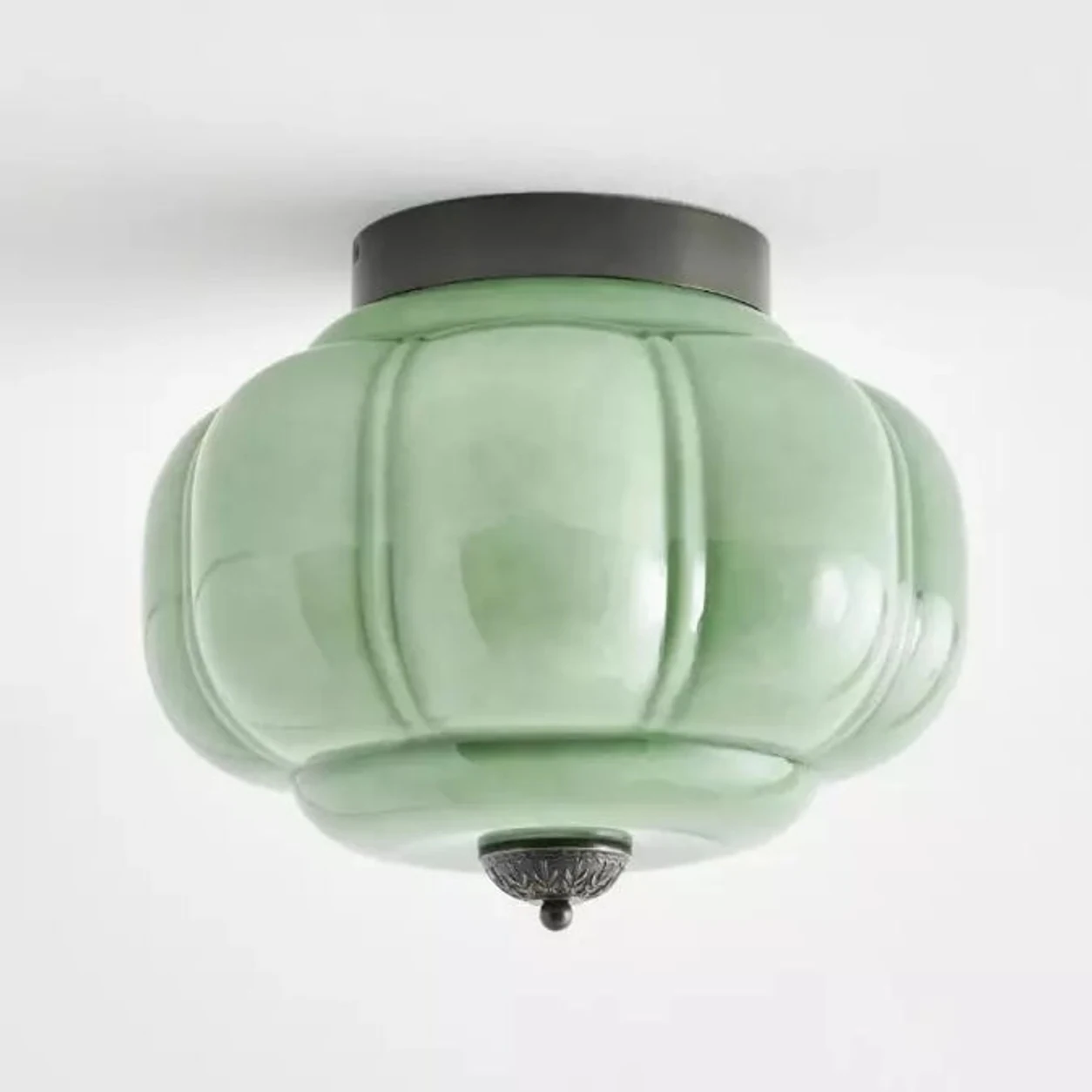 Green glass and black metal Breckett ceiling light