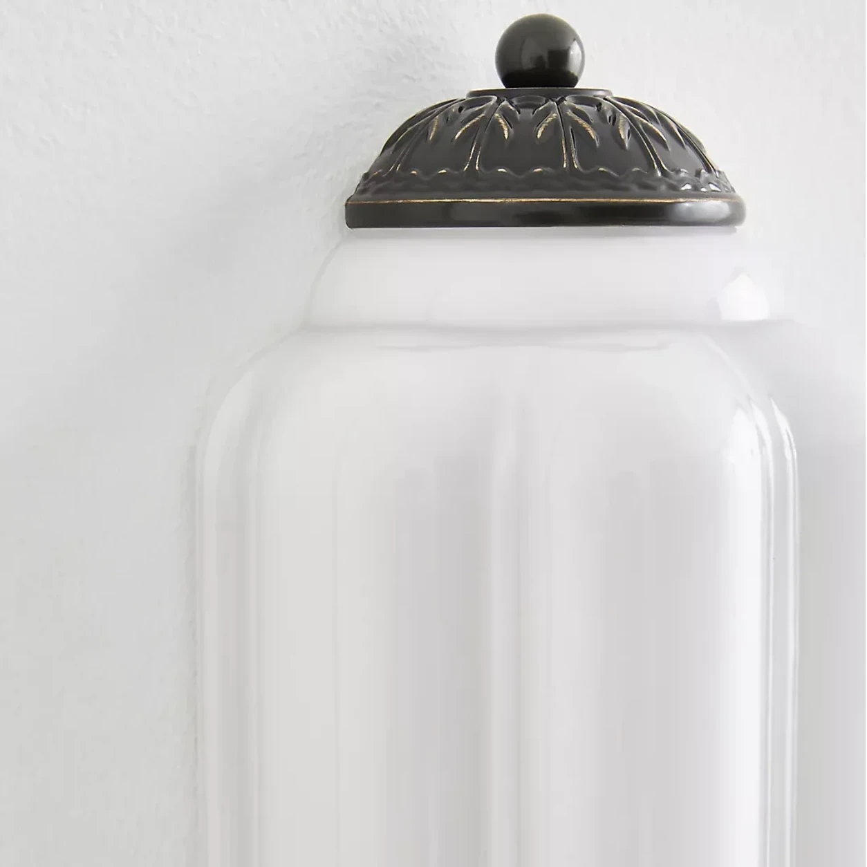 Calynis black upper cap and white milk glass detail