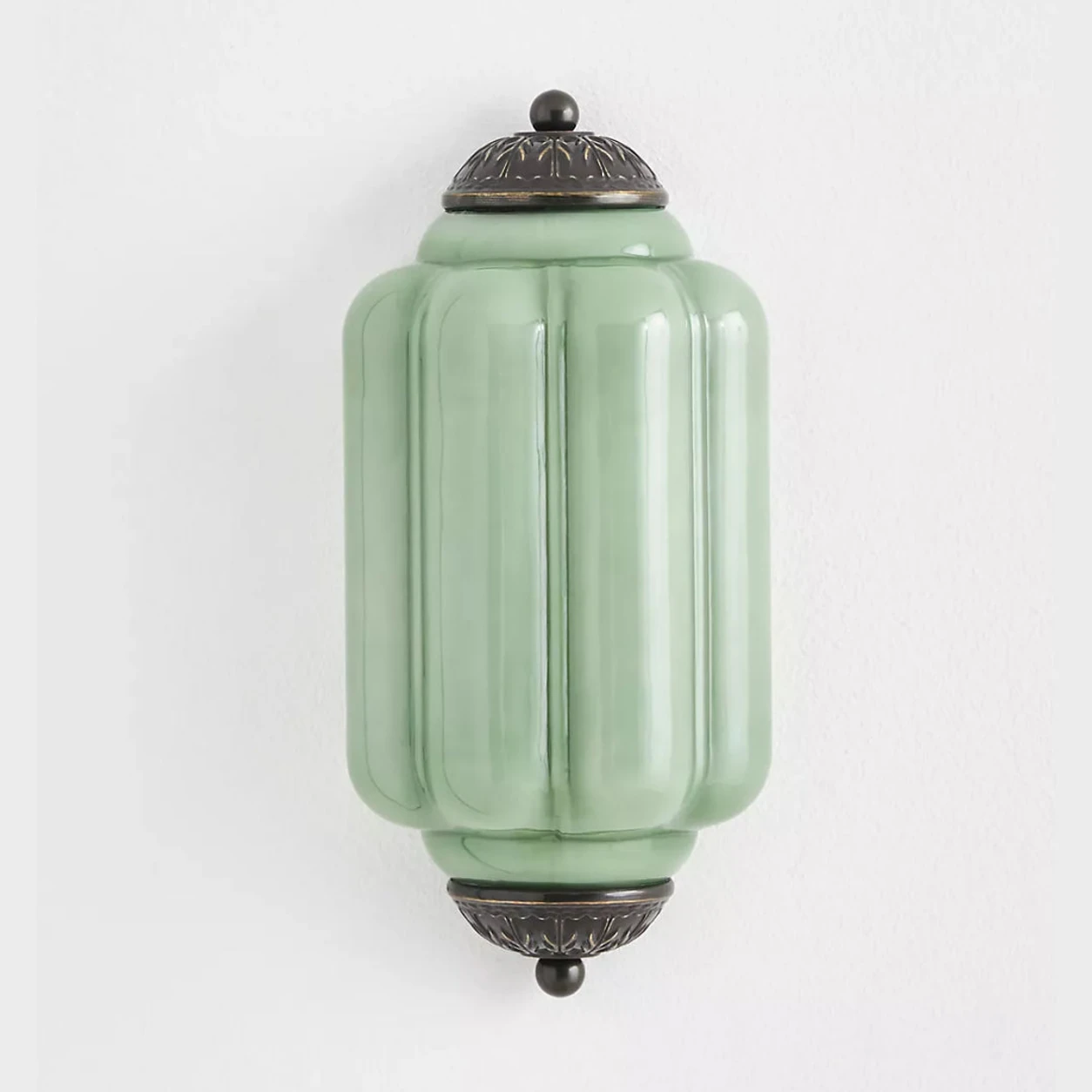 Calynis green glass black wall light