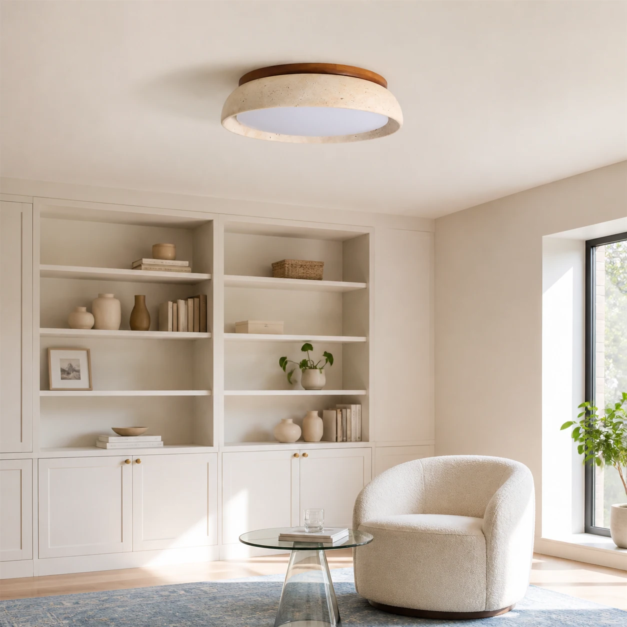 Brizo ceiling light in a bright reading room