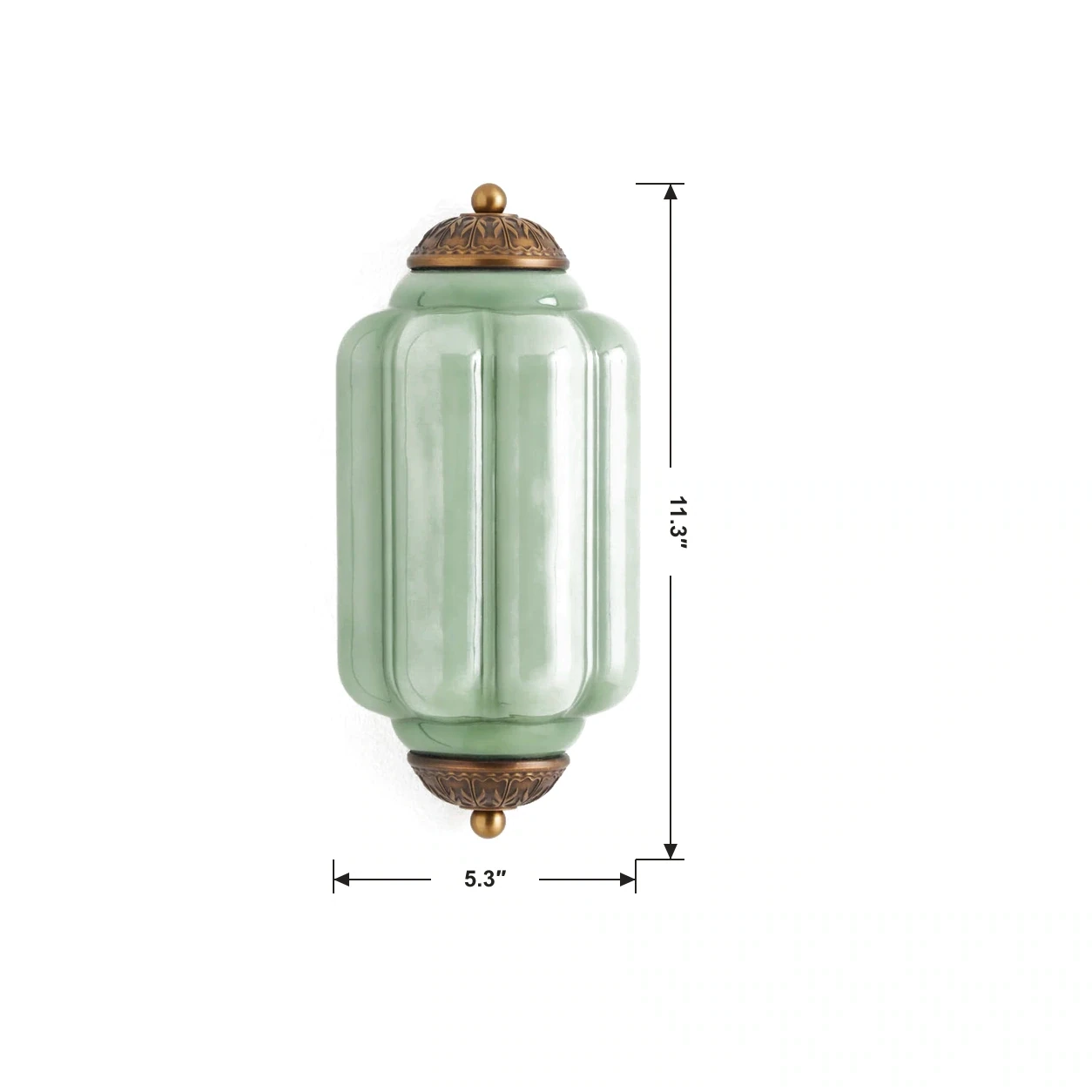 Dimensiones de la lámpara de pared Calynis: 5,3 pulgadas de diámetro por 11,3 pulgadas de alto.