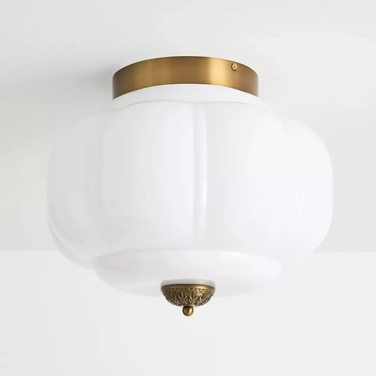 White glass and brass Breckett ceiling light