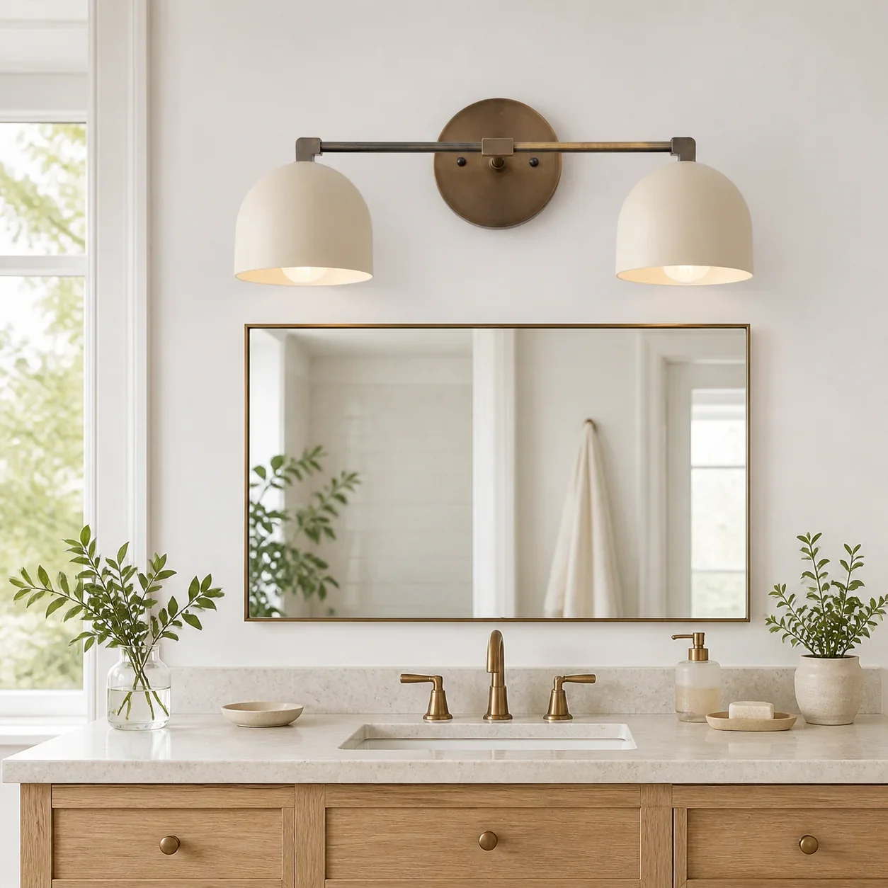 Norell Nordic Modern Minimalist 2-heads Metal Brass LED Dome Wall Light