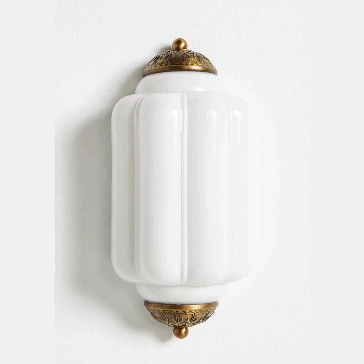 Calynis white glass brass wall light