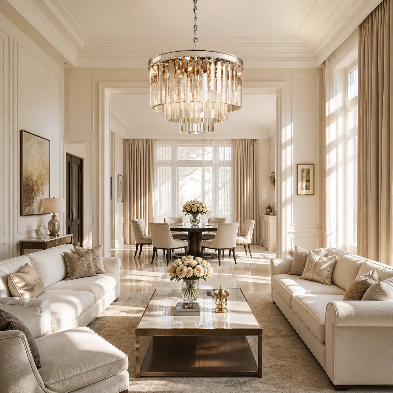 Kira Vintage Luxury Metal Crystal Drum Chandelier