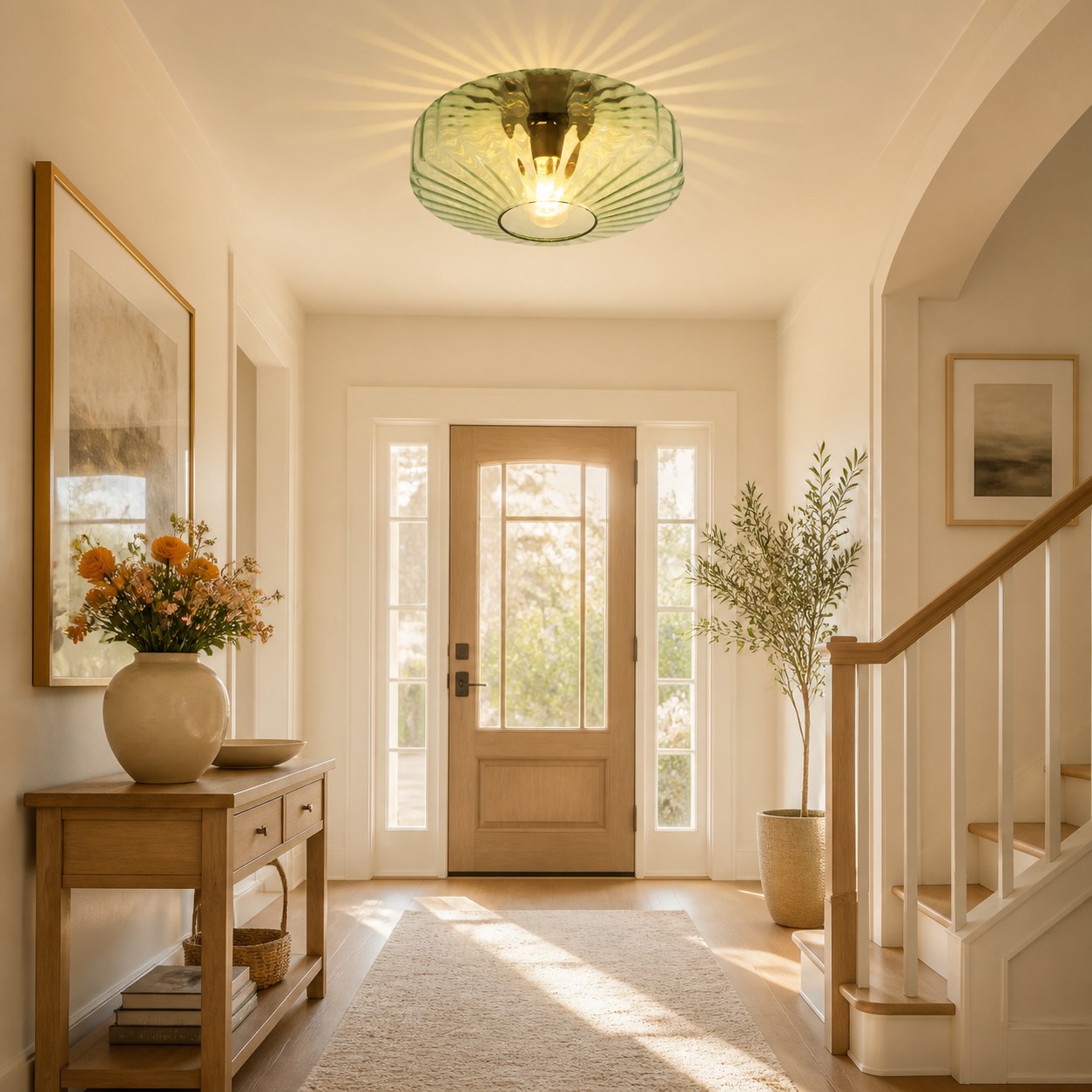 Green Cocytus ceiling light in an entryway