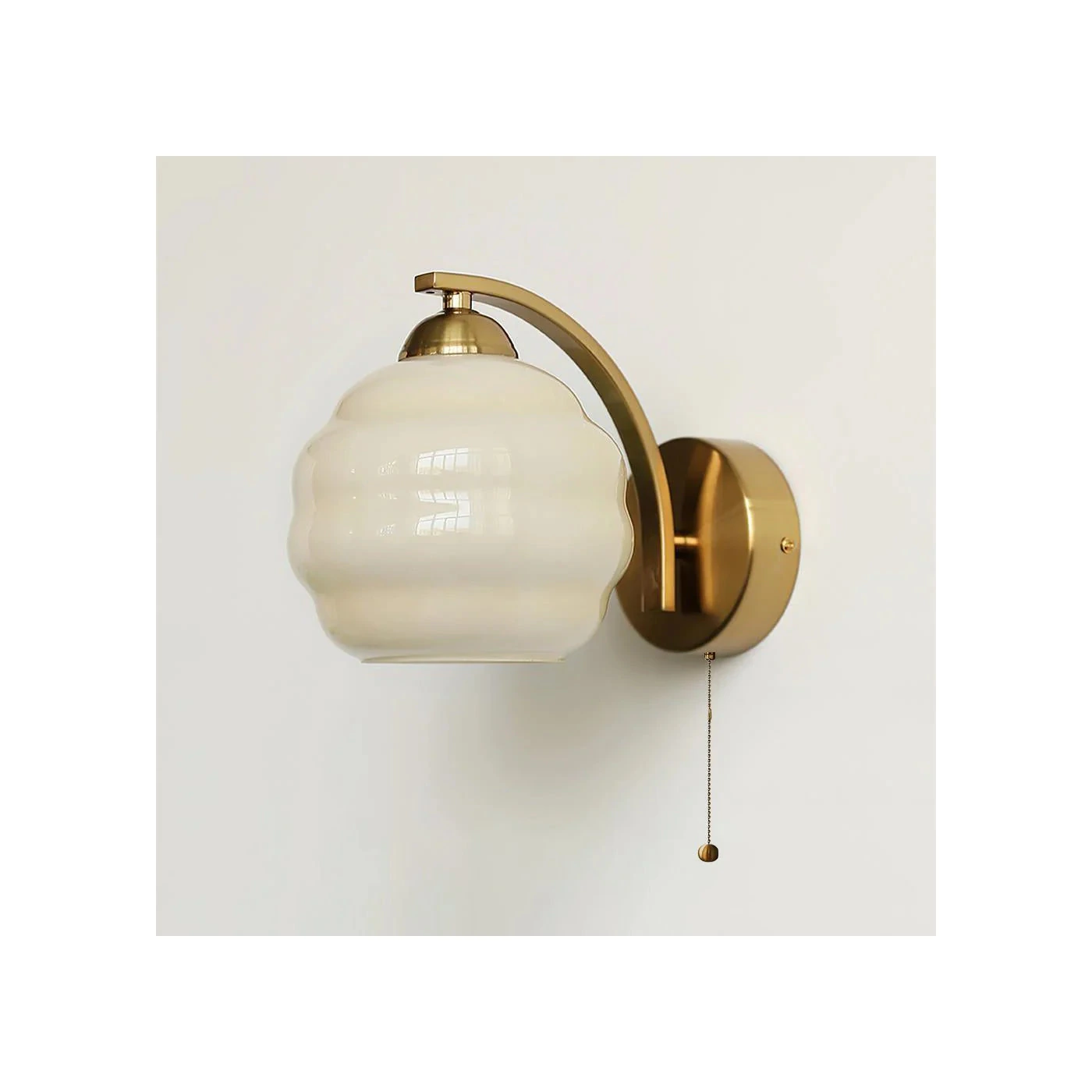 Beige Bauhaus milk glass wall sconce