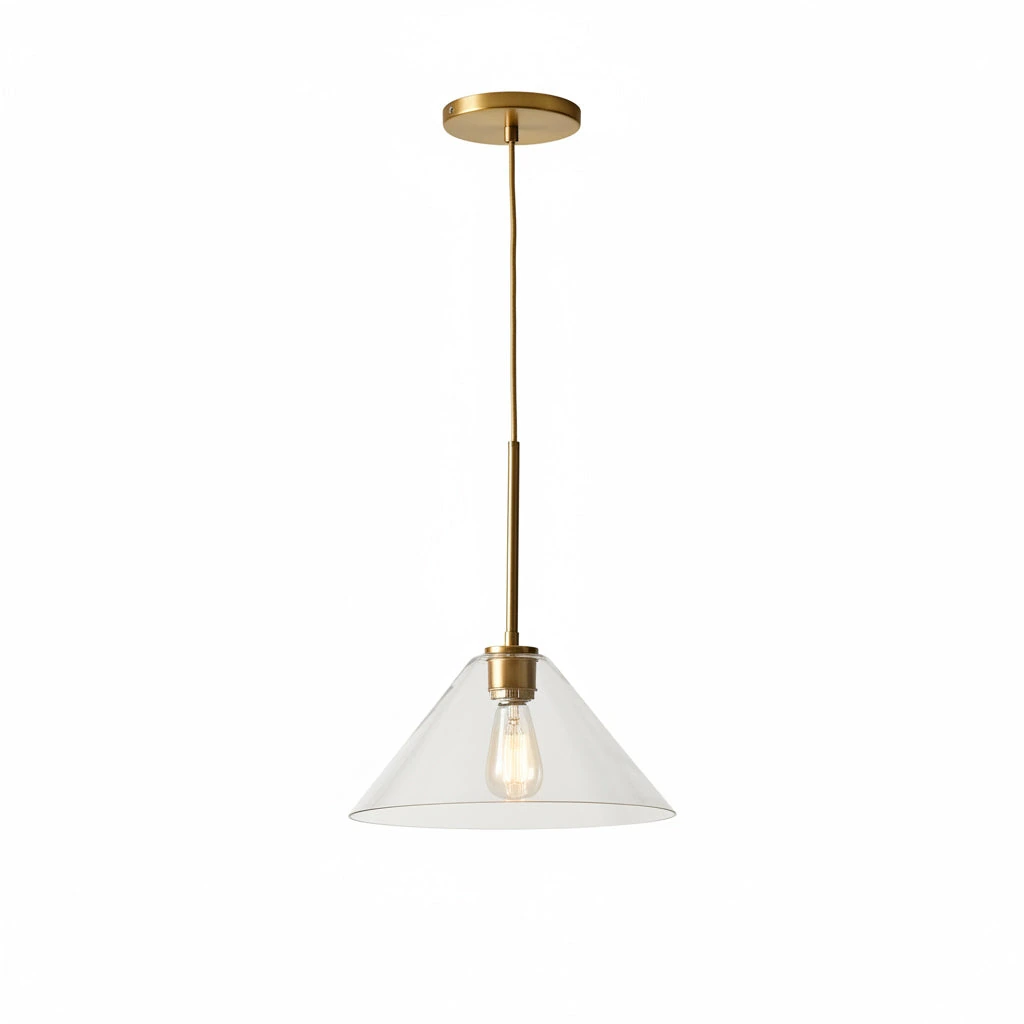 Clear glass, Brass, 14 inch Breccan pendant
