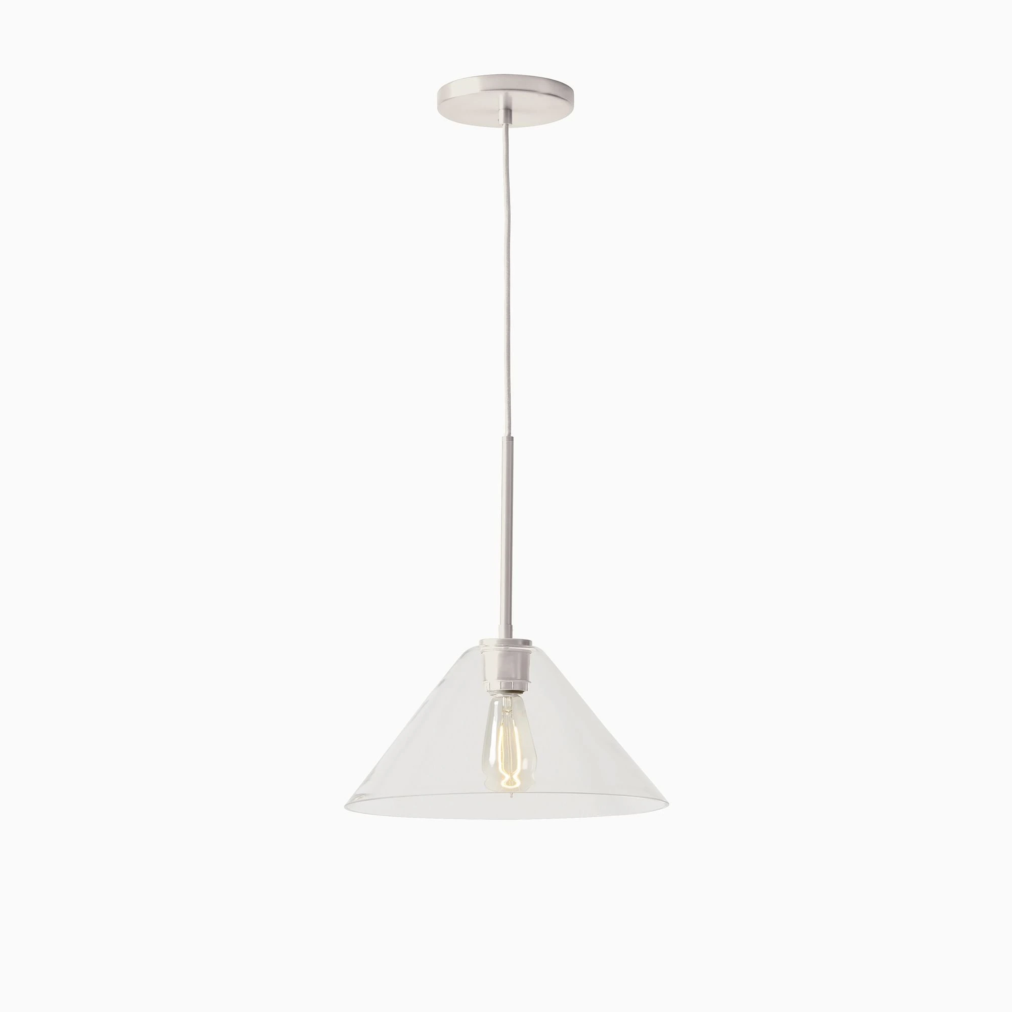 Clear glass, Nickel, 14 inch Breccan pendant