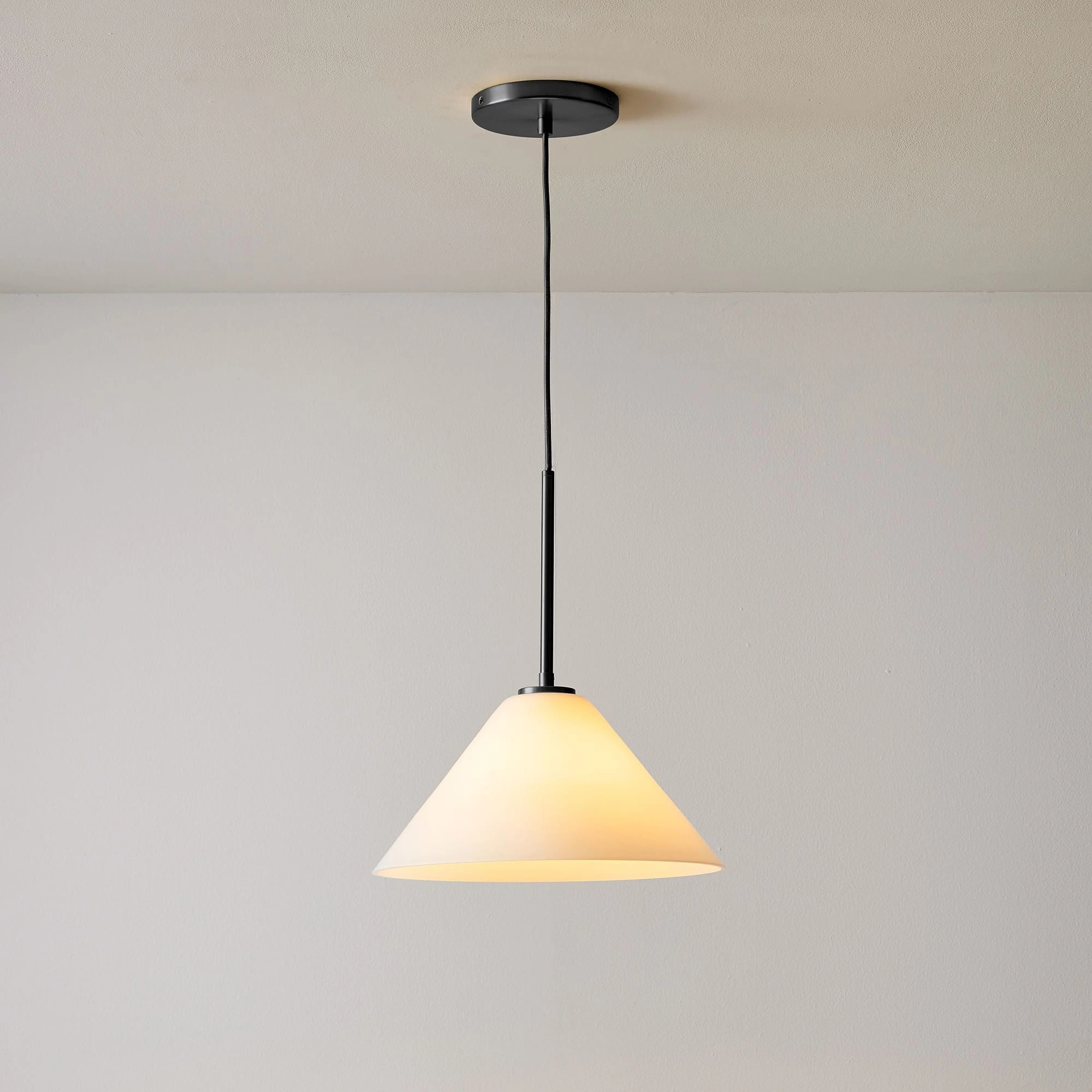 Milk glass, Black, 14 inch Breccan pendant