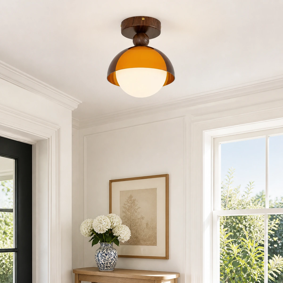 Skadi Type C amber ceiling light in a bright modern American entry