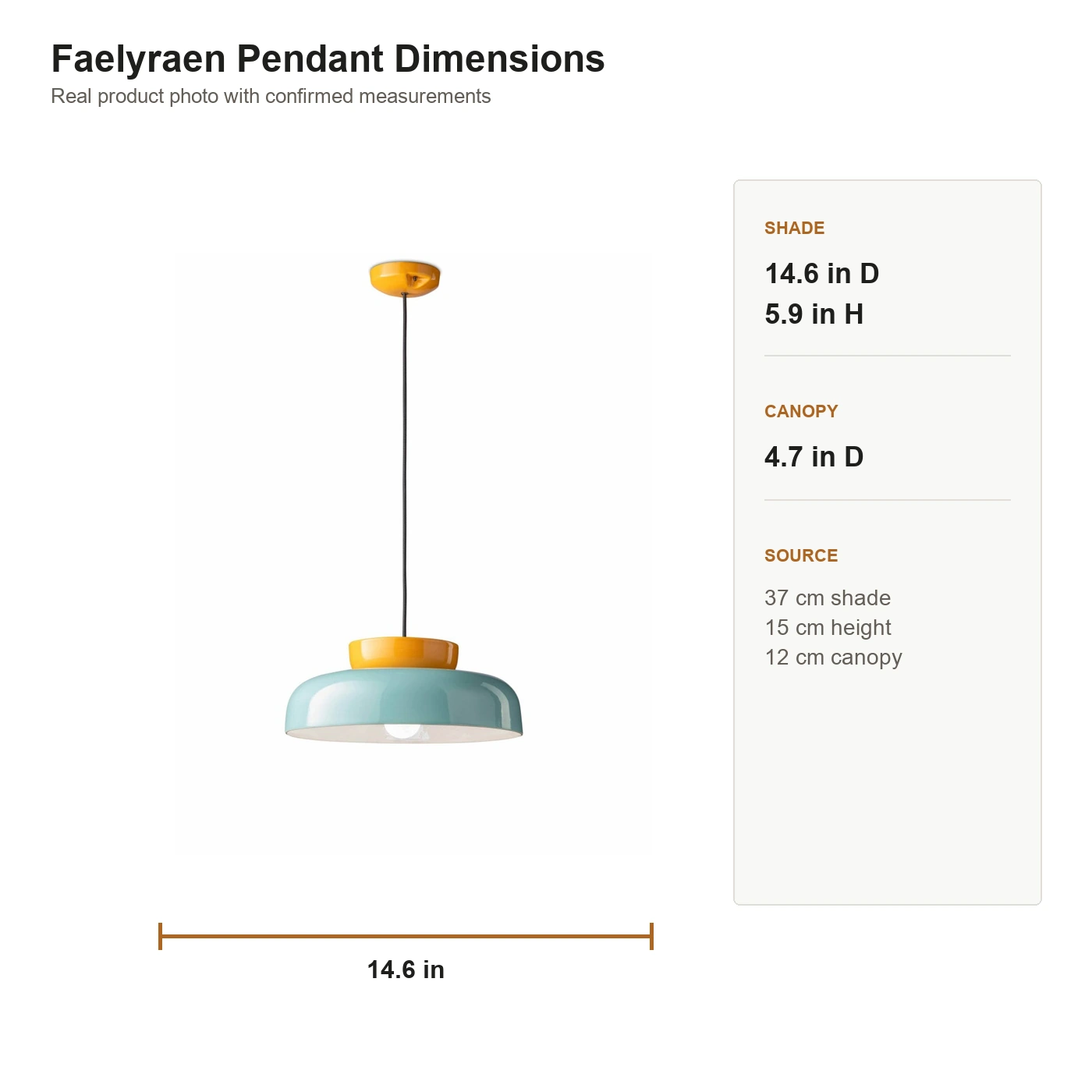 Faelyraen pendant real product dimensions