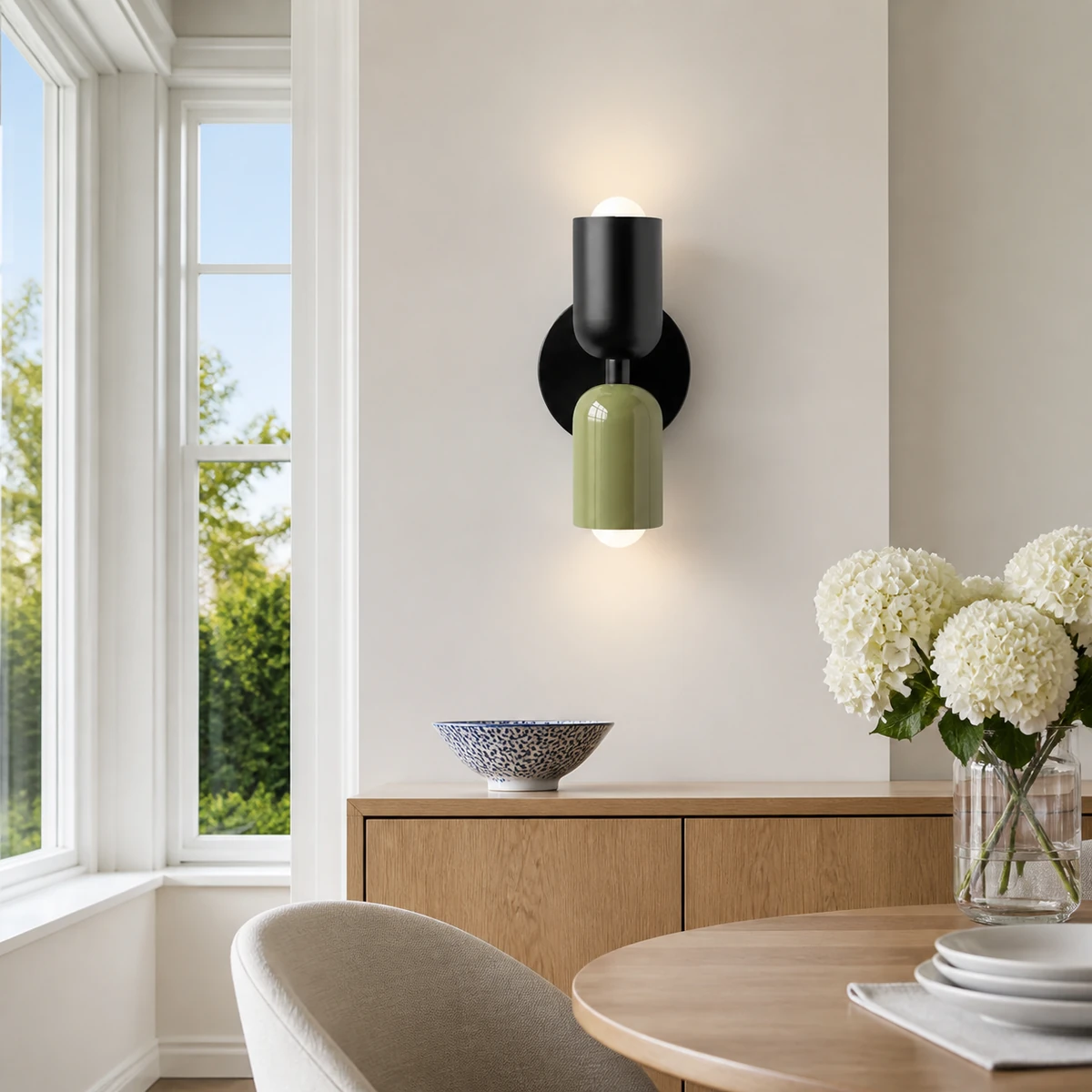 Barra wall light in a bright modern American dining nook