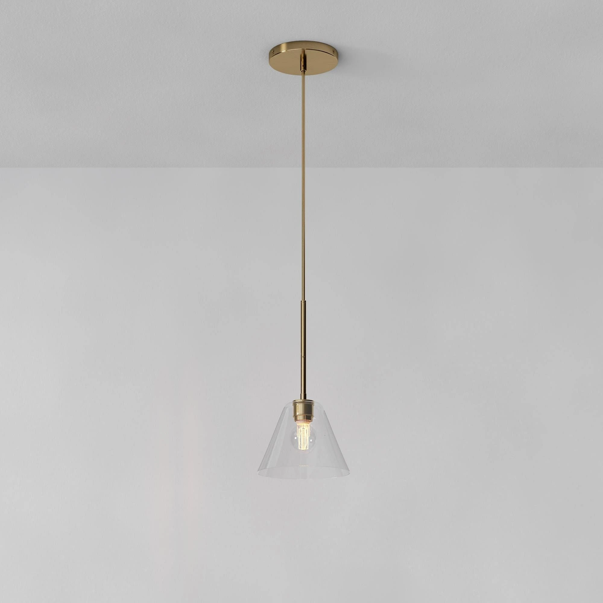 Clear glass, Brass, 8 inch Breccan pendant