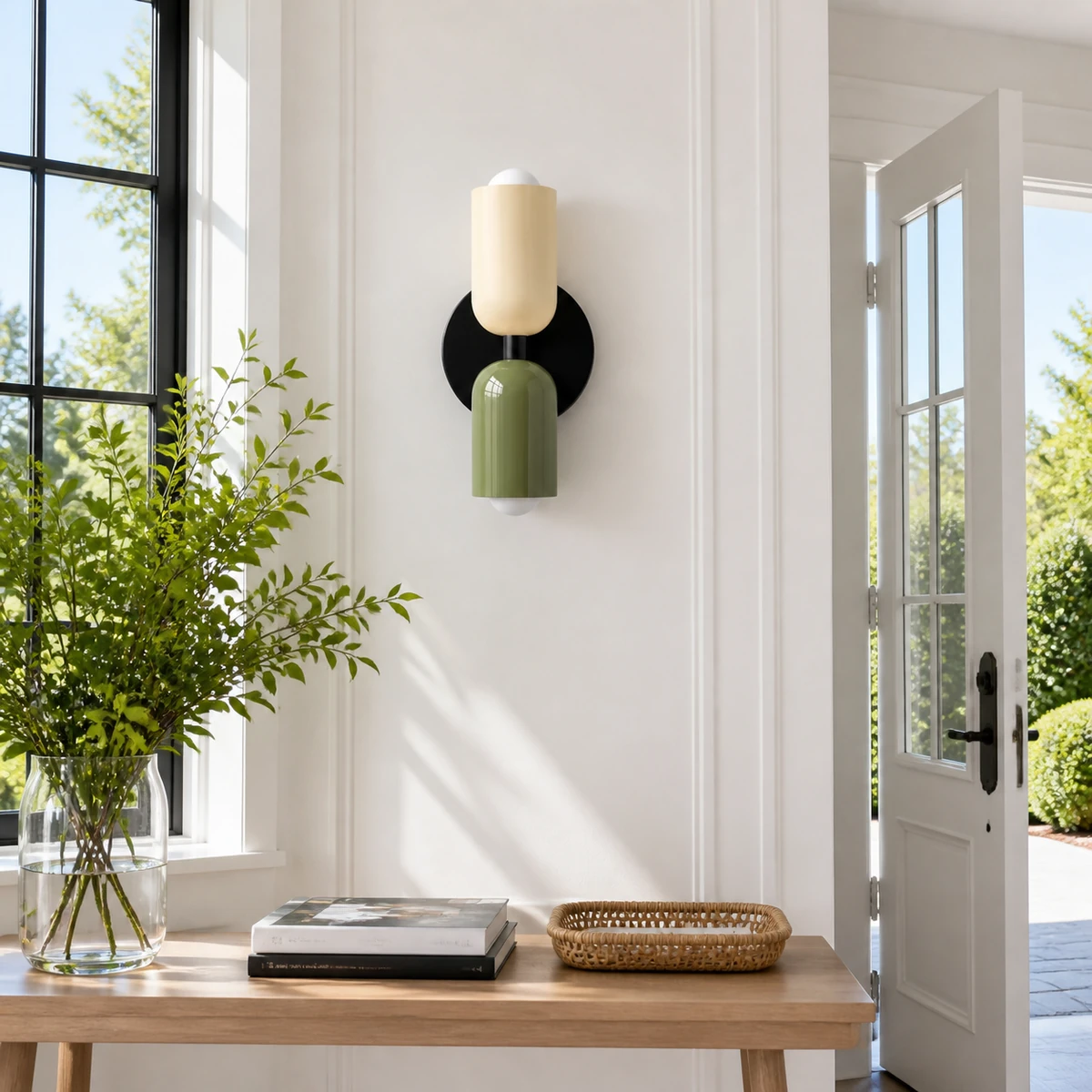 Barra wall light in a sunlit modern American entryway