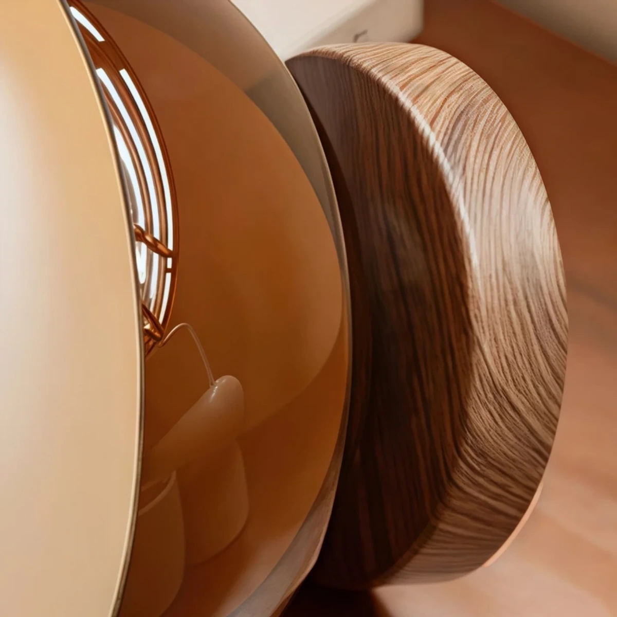 Walnut-look ceiling accent detail