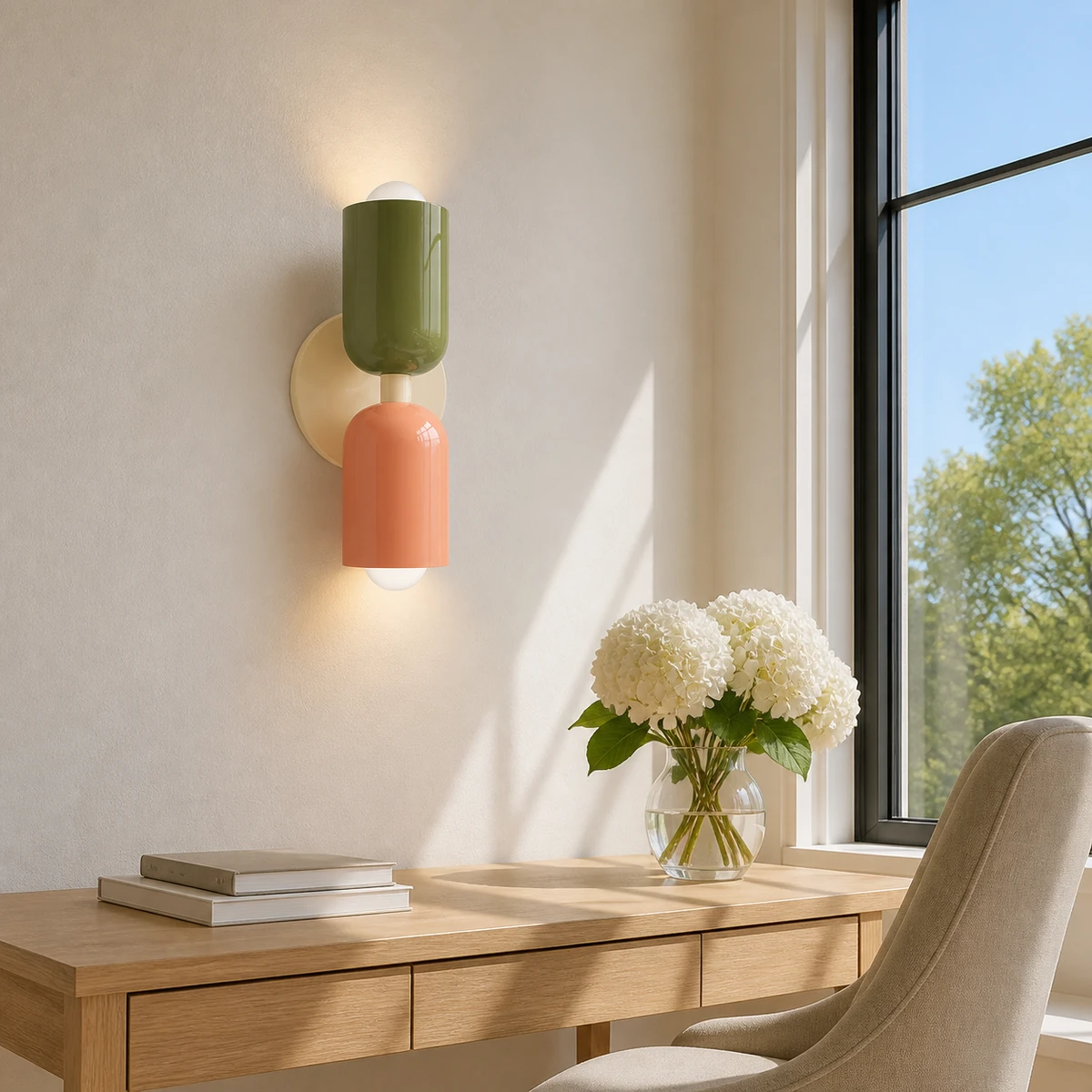 Barra wall light in a bright home office