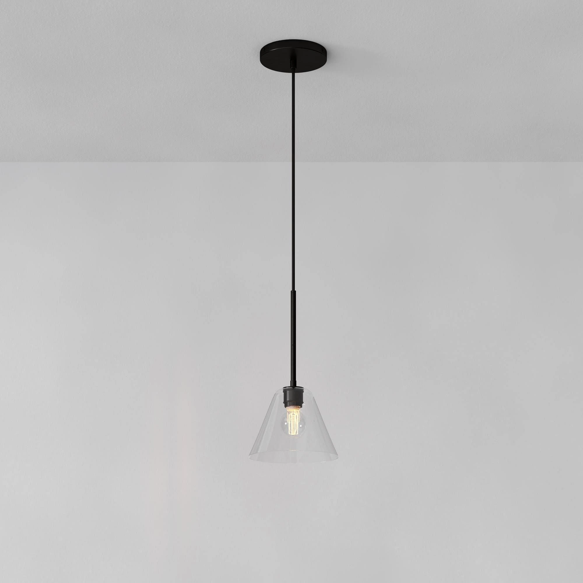 Clear glass, Black, 8 inch Breccan pendant