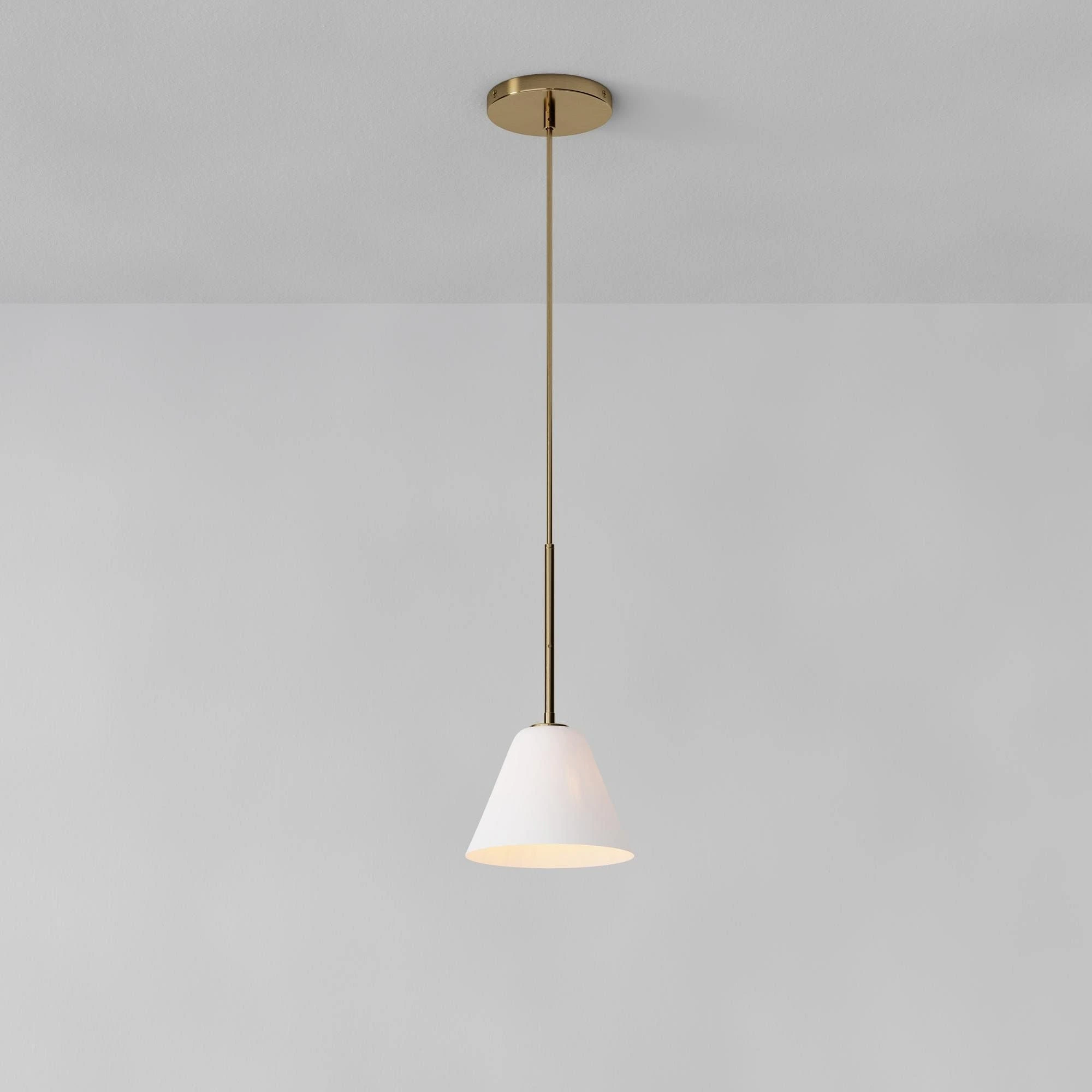 Milk glass, Brass, 8 inch Breccan pendant